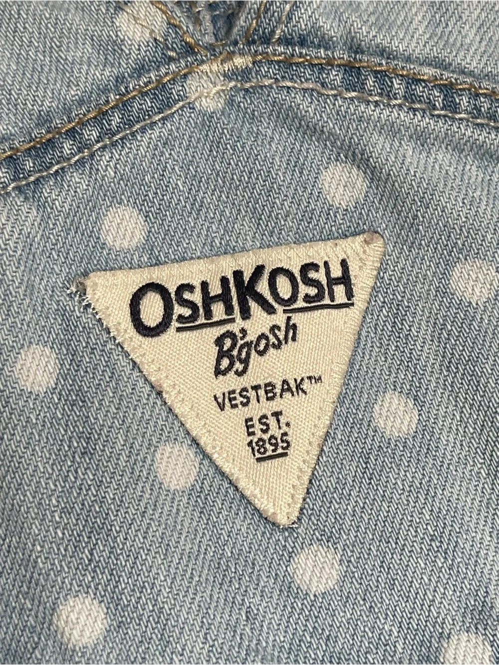 OshKosh B'gosh Vestbak Polka Dot Light Wash Denim Overalls 3T Rare